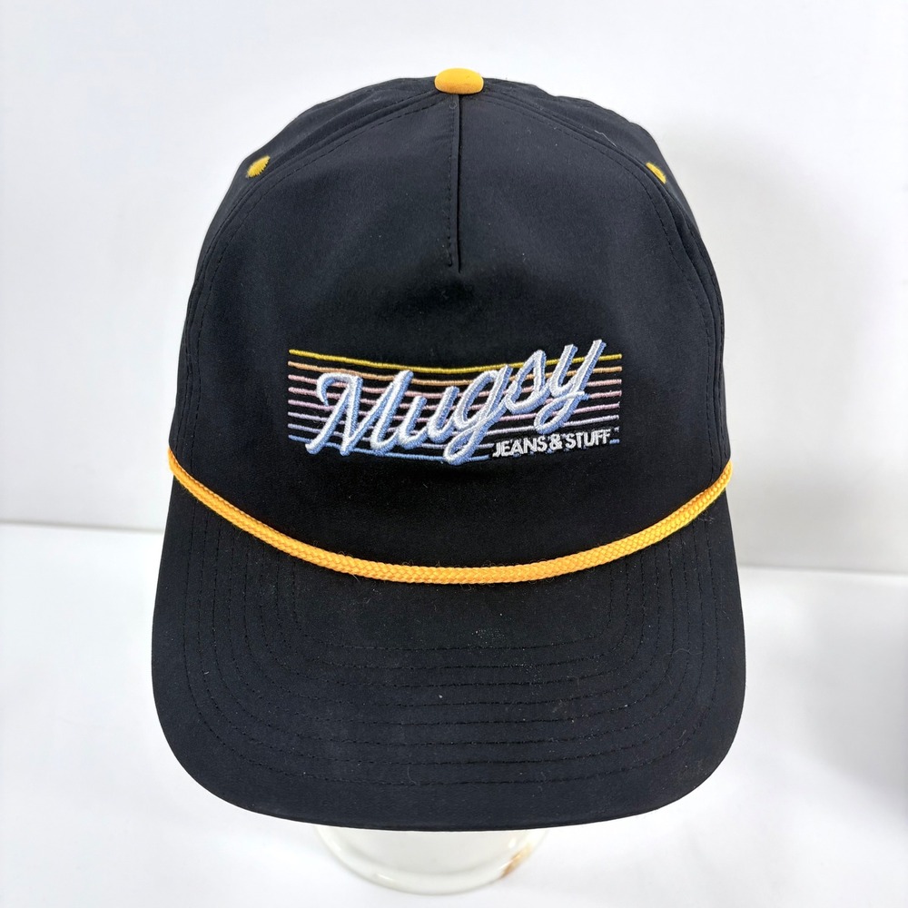 Mugsy Jeans & Stuff Hat Black Retro Embroidered Rope Snapback Cap